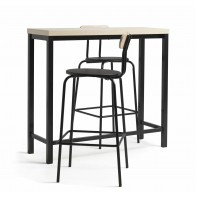 Zayn Wood Effect Bar Table & 2 Black Chairs