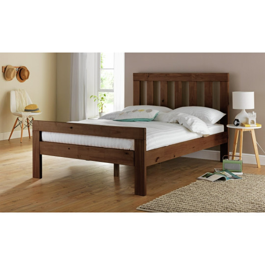 Home Chile Kingsize Wooden Bed Frame - Dark Wood | classic wooden bed frame