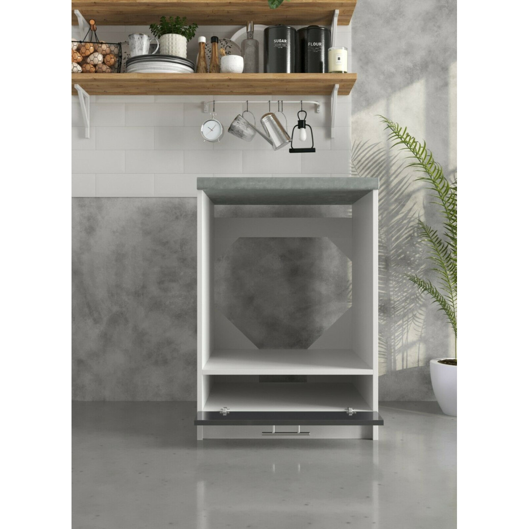 JD Greta Kitchen 600mm Dishwasher/Oven Base Cabinet - Dark Grey Gloss