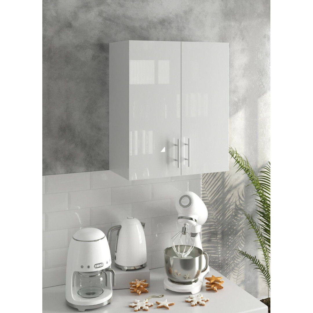 Kitchen Cabinet 600mm Wall Cupboard - White Gloss By JD Greta