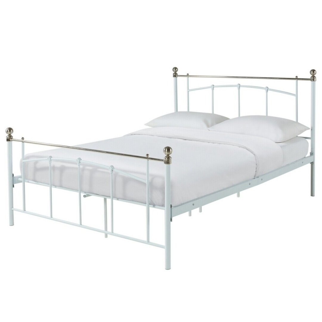 Yani Kingsize Metal Bed Frame - White With Kingsize 1000 Pocket Sprung Mattress Yani Kingsize Metal Bed Frame - White With Kingsize 1000 Pocket Sprung Mattress