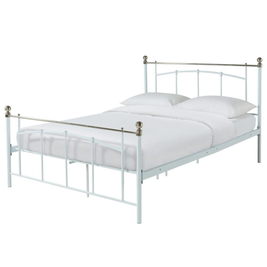 Yani Kingsize Metal Bed Frame - White With Kingsize 1000 Pocket Sprung Mattress
