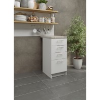 Kitchen Base Drawer Unit 400mm Cabinet & Fronts 40cm - White Matt With Worktop
