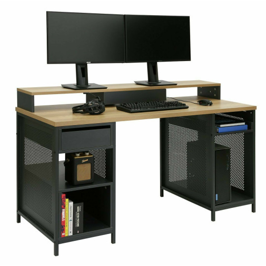 Modular 1 Drawer Gaming Desk - Oak Effect & Black ( B Grade 36761-36764-36766 )