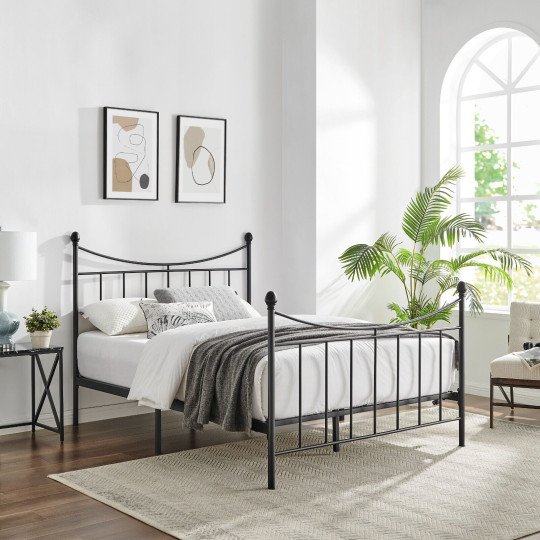 Clara Double Metal Bed Frame - Black With Double Pocket Sprung Mattress