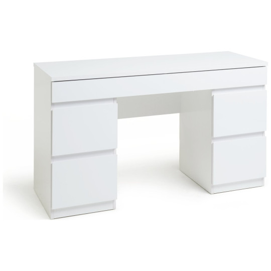Jenson 5 Drawer Dressing Table Desk - White Gloss |Storage Makeup Vanity Bedroom