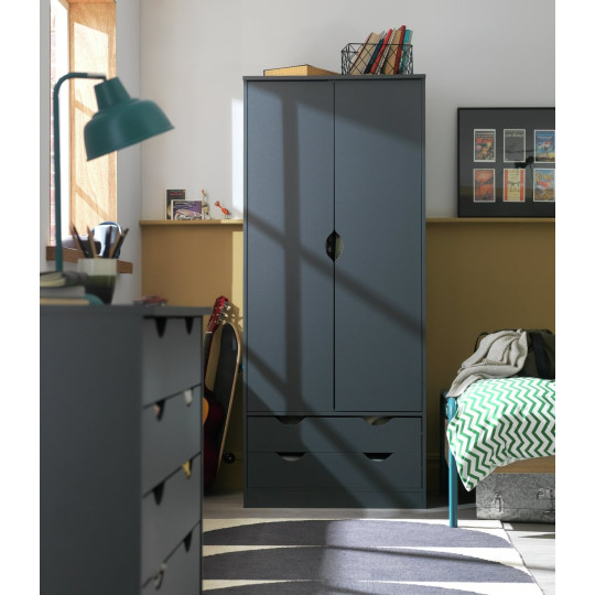 Pagnell 2 Door 2 Drawer Wardrobe - Grey | compact wardrobe