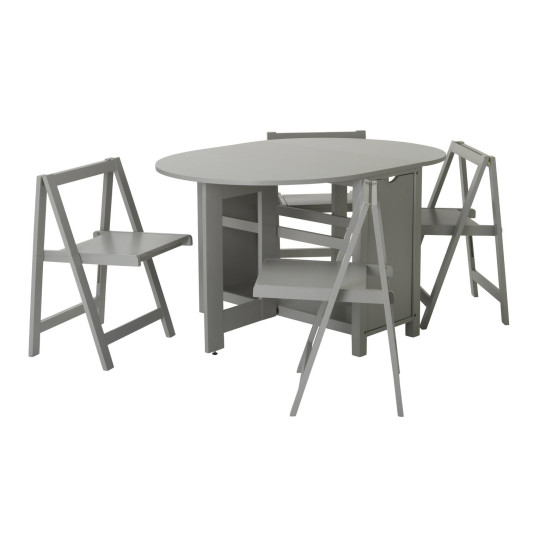 Home Butterfly Ext Grey Dining Table & 4 Grey Chairs | Modern Home Dining