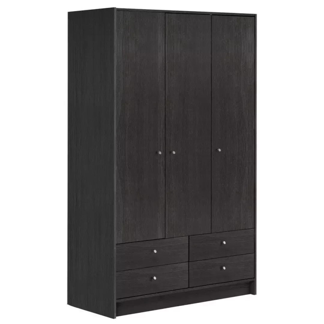 Malibu 3 Dr 4 Drawer Wardrobe - Black Oak Effect (B Grade) Malibu 3 Dr 4 Drawer Wardrobe - Black Oak Effect (B Grade)