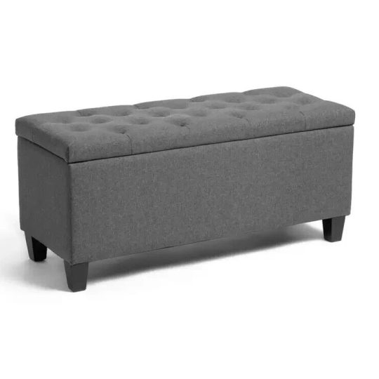 Fabric Large Storage Ottoman - Grey