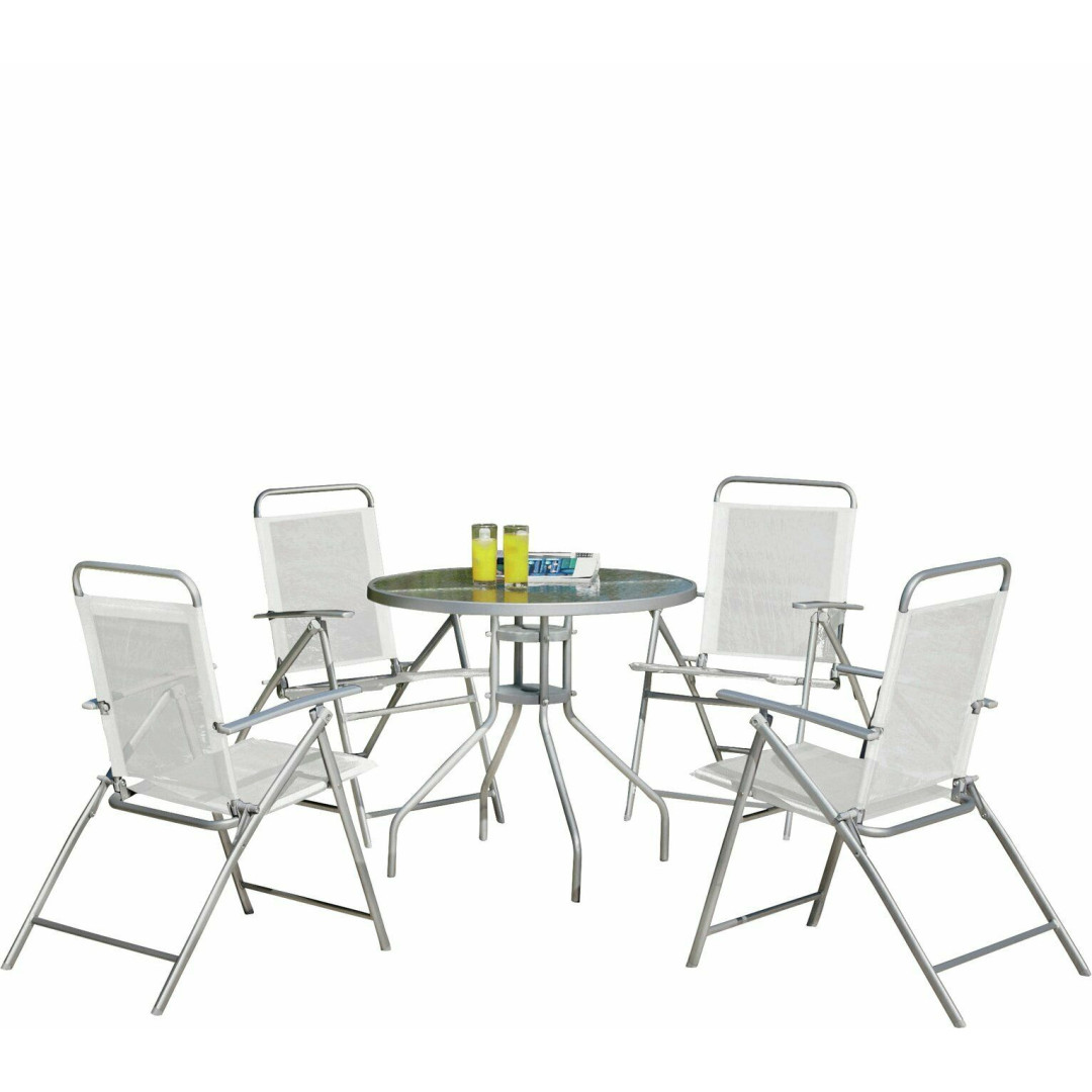 Home 4 Seater Metal Patio Set - Silver
