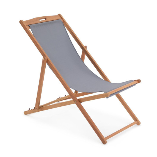 Habitat Folding Wooden Garden Deck Chair - Charcoal | Comfortable Outdoor Patio