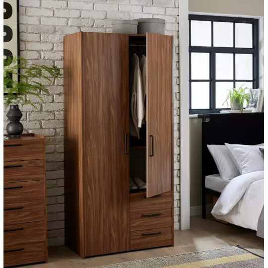 Oldham 2 Door 3 Drawer Wardrobe - Walnut ( B Grade )