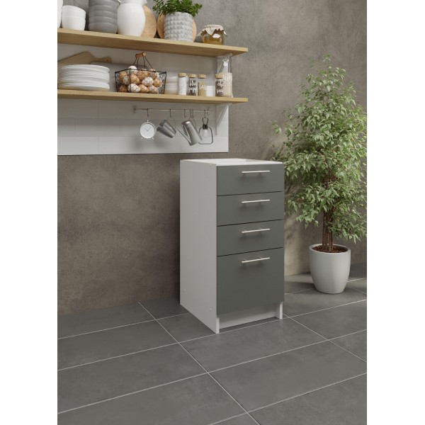 Kitchen Base Drawer Unit 400mm Cabinet & Fronts 40cm - Grey Matt (No Worktop)