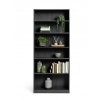 Maine 6 Shelf Bookcase - Shelving Storage Unit Display Cabinet - Black