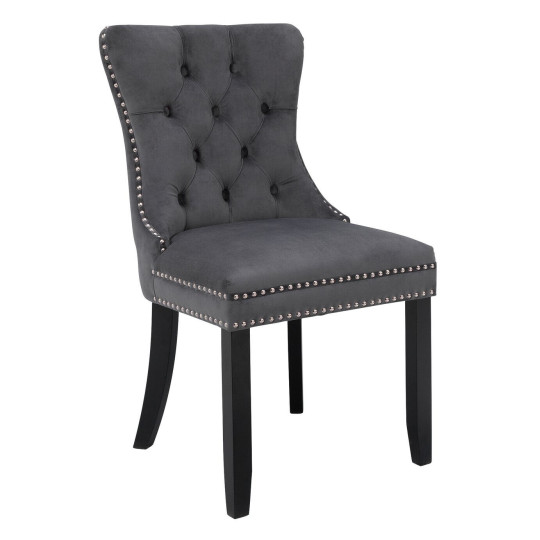 Princess Velvet Dining Chair - Charcoal