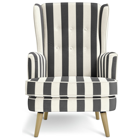Callie Fabric Wingback Chair - Black &amp; White