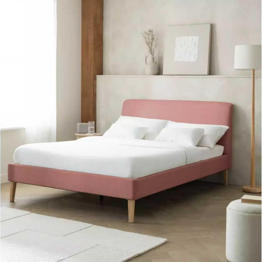 Ren Double Fabric Bed Frame Pink | Modern Bedroom Furniture Bedstead Ren Double Fabric Bed Frame Pink | Modern Bedroom Furniture Bedstead