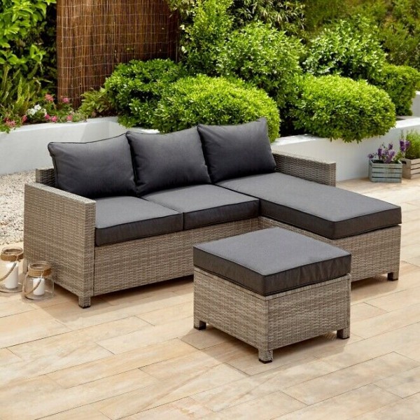 Jakarta Charcoal Garden Chaise and Footstool Set