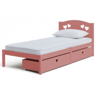 Mia Single Bed Frame With 2 Drawers - Pink, Memory Foam Mattress Medium