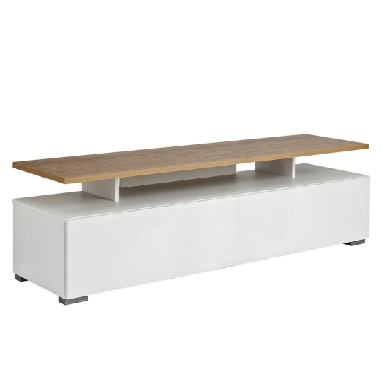 Floating Top TV Unit - White & Oak