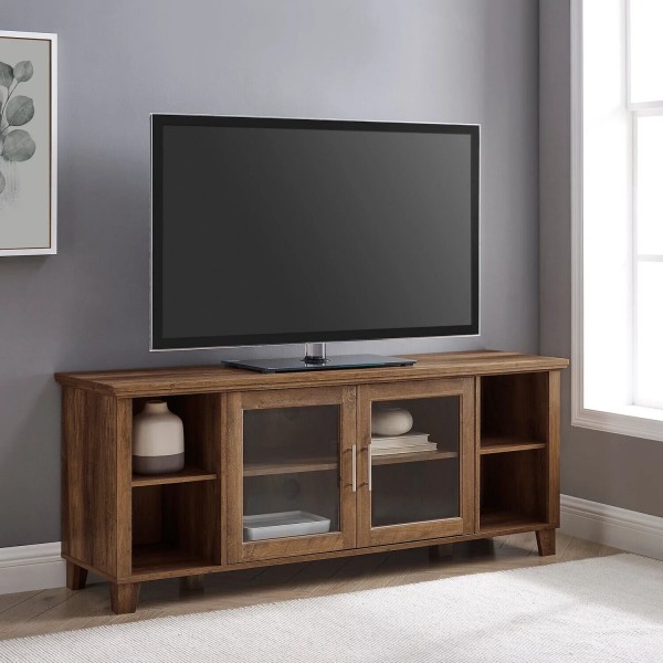 Columbus 58" TV Stand with Middle Doors - Rustic Oak