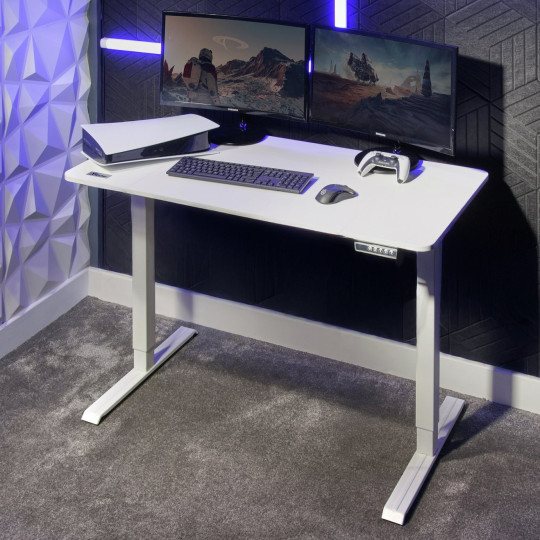 X Rocker Ascend Electric Height Adjustable Gaming Desk-White |Streamer Workspace