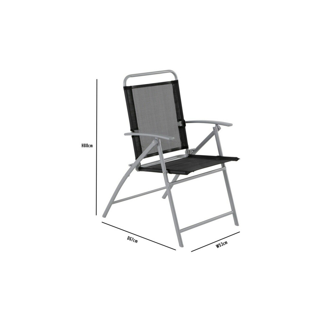 6x Pacific High Quality  Metal Patio Folding Chairs - Black & Silver (6 chairs)