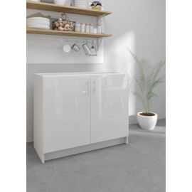 Kitchen Base Cabinet 1000mm Cupboard Unit - White Gloss
