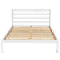 Kaycie White Double Bed Frame Wooden with Headboard - 4FT6 - With Mattress