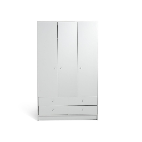 Home Malibu 3 Door 4 Drawer Wardrobe - White | Spacious 3 Door Wardrobe