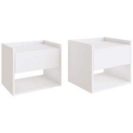 GFW Harmony 2 Wall Mounted Bedside Table Set - White | Floating Bedroom Cabinets GFW Harmony 2 Wall Mounted Bedside Table Set - White | Floating Bedroom Cabinets