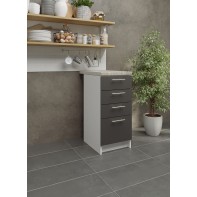 Kitchen Base Drawer Unit 400mm Cabinet & Fronts 40cm - Grey Matt With Worktop
