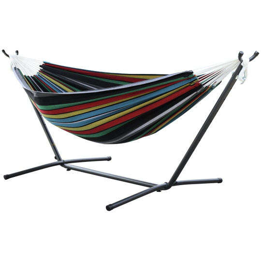 Vivere Double Cotton Hammock with Stand - Rio Night