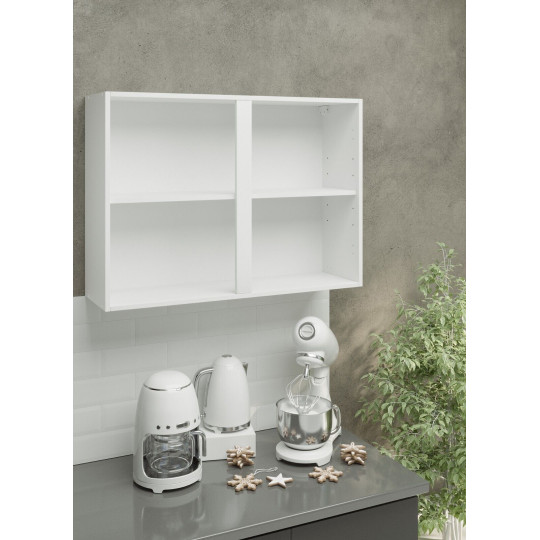 Kitchen Wall Unit Carcass 1000mm Cabinet Without Doors 100cm - White Matt