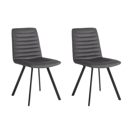 Keaton Pair of Velvet Dining Chairs - Charcoal