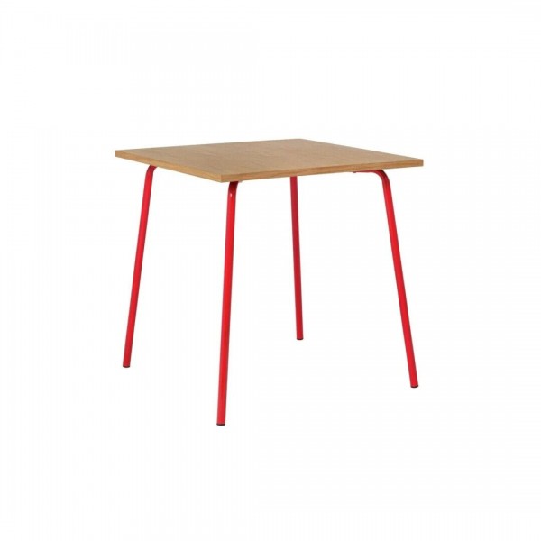 Kirby Oak and Red Gloss Metal 4 Seater Dining Table