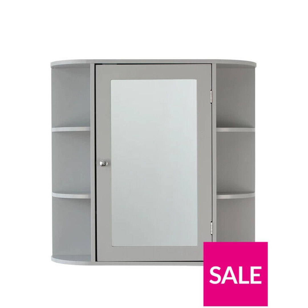 Lloyd Pascal Devonshire Mirrored Bathroom Wall Cabinet - Grey
