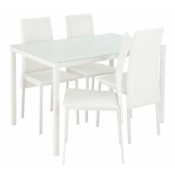 Lido Glass Dining Table & 4 White Chairs