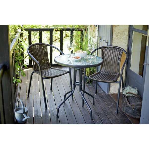 Home 2 Seater Rattan Effect Balcony Set - Brown