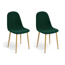 Beni Pair of Corduroy Dining Chairs - Green