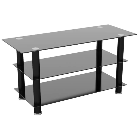 AVF TV Stand With Storage in Black - Up to 50 Inch TV Unit Glass - 100cm Wide