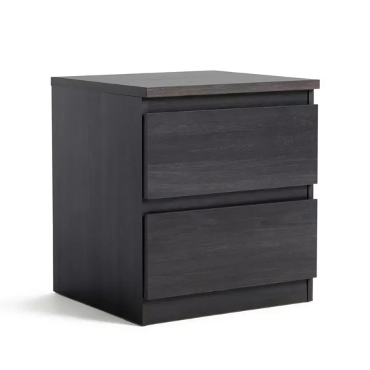 Home Jenson 2 Drawer Bedside Table Black Oak Effect | Bedroom Storage Nightstand