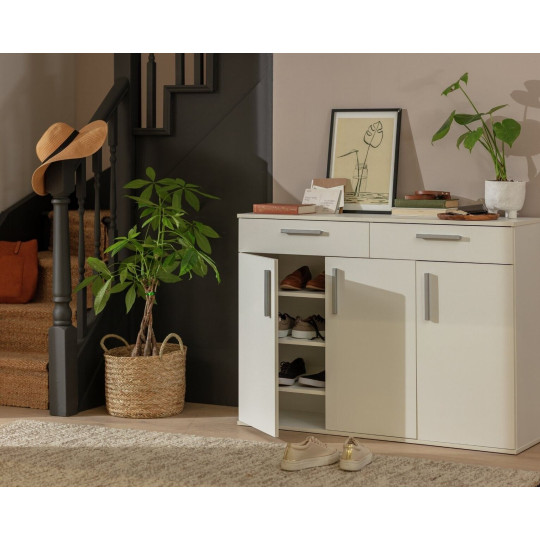 Venetia Large 3 Door 2 Drawer Shoe Cabinet -White