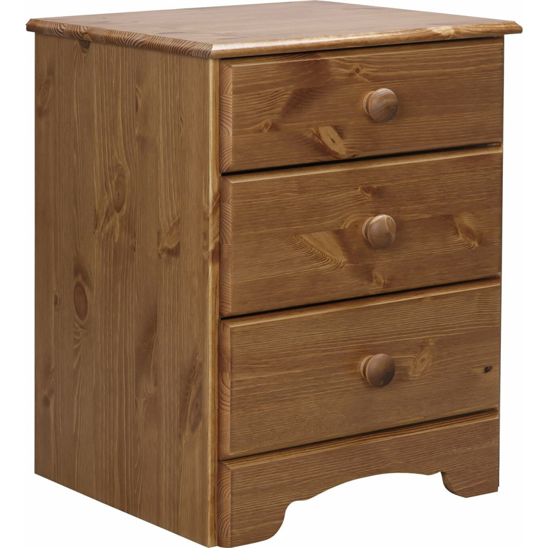 Nordic 3 Drawer Bedside Cabinet - Pine