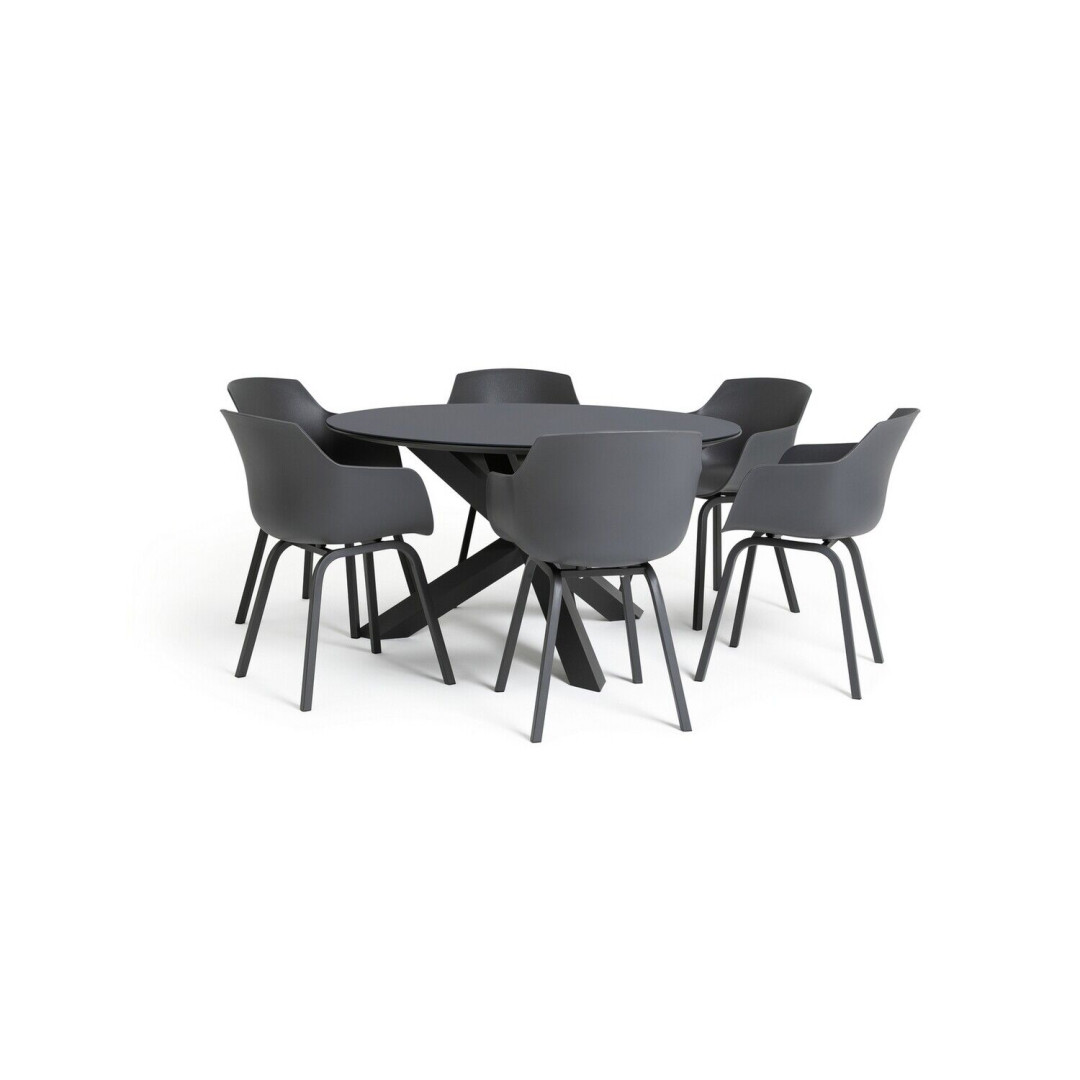 Aegaen 6 Seater Metal Patio - Grey ( 6 CHAIRS ONLY )