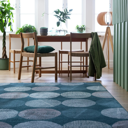 Home Skandi Leaf Teal Cut Pile Rug - 230x160cm