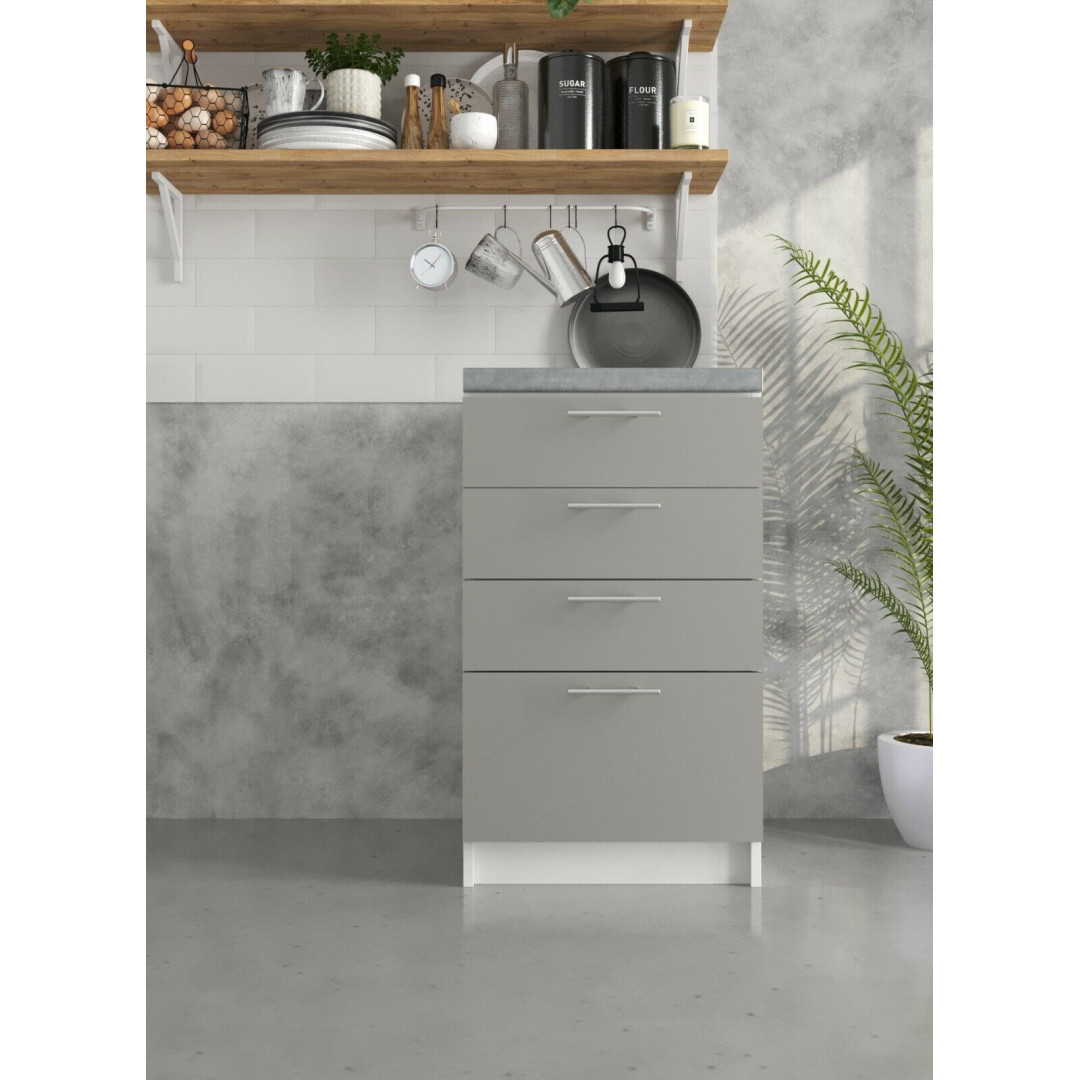 JD Greta Kitchen 500mm Base Drawer Cabinet - Grey