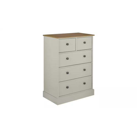 Kensington 3+2 Drw Chest - Soft Grey & Oak Effect