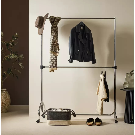 Heavy Duty 4 Feet Clothes Rail Chrome | Garment Hanging Rail Clothes Storage Rac